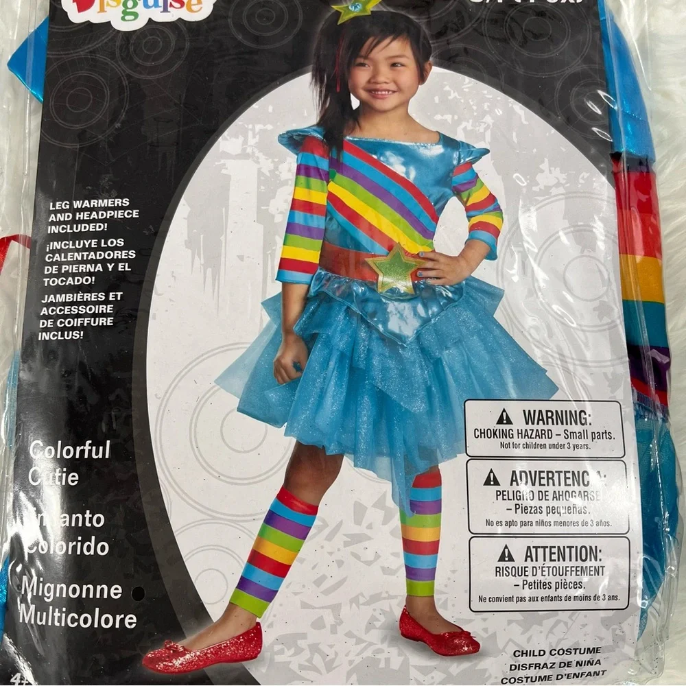 Colorful Cutie rainbow girl Striped Costume dress NEW S 4-6X Halloween dress up